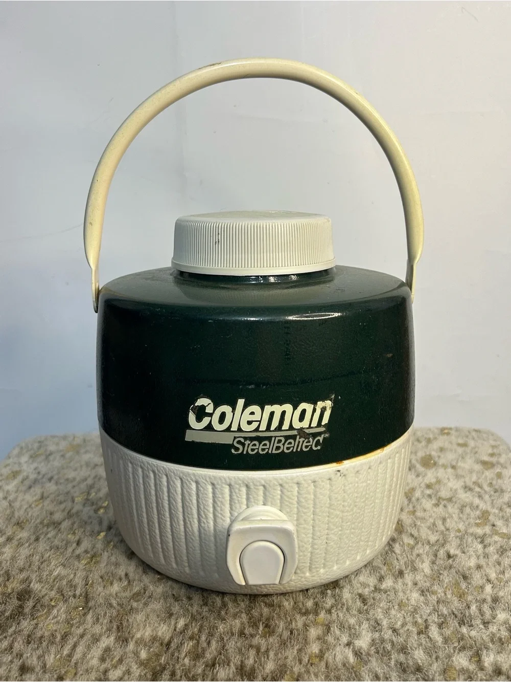 Vintage Coleman 1-Gallon Green & White Water Cooler Jug